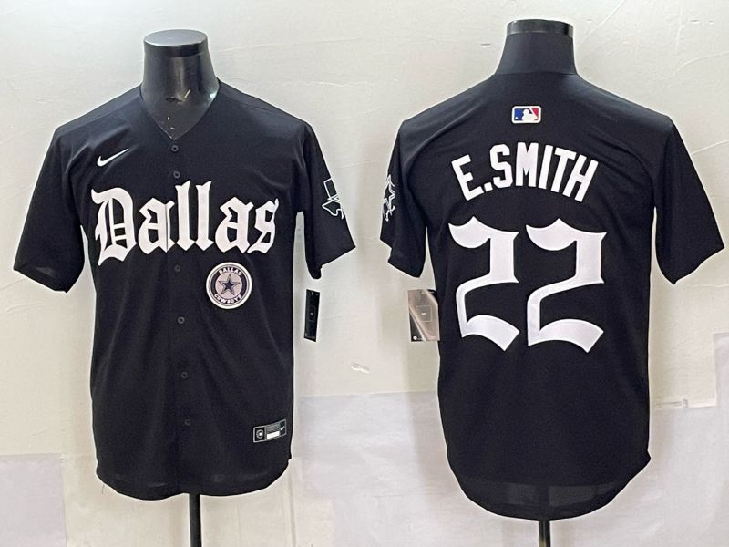 Men 2025 Nike Dallas Cowboys #22 E.Smith Black 5th generation Joint Name Limited NFL Jersey 016